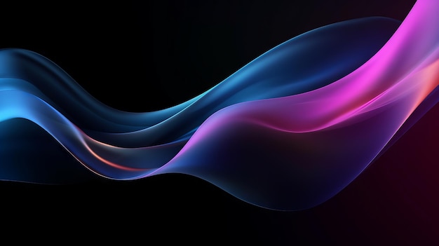 Foto luz de neón de onda gradiente sobre un fondo negro