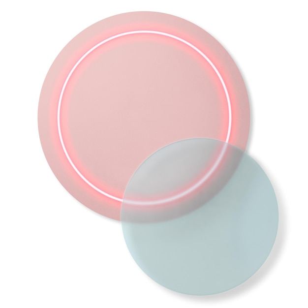 Luz de neón rosa en una forma redonda transparente png