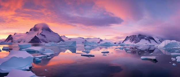 Foto luz pastel fresca antes do amanhecer antártida ilha de cornwall