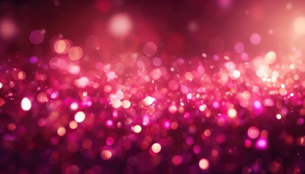 Luz púrpura de neón con partículas de oro en el fondo de Bokeh de chispas abstractas