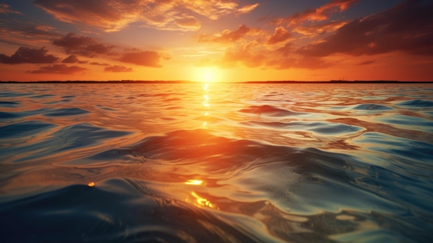 Foto luz refletida da superfície do lago ao pôr-do-sol