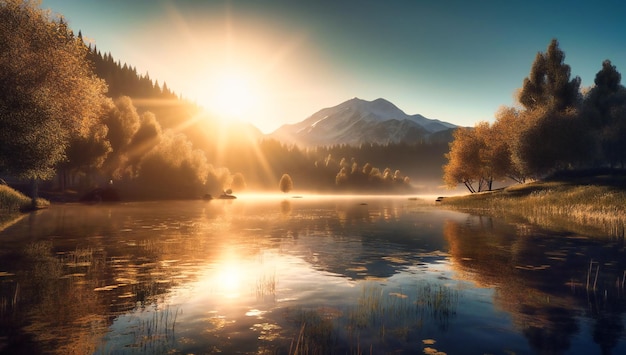 Luz refletida em um lago