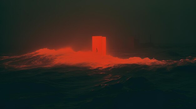 Foto una luz roja se enciende en el agua