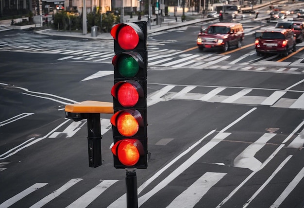La luz roja el poder de detener el tráfico para la seguridad y el orden