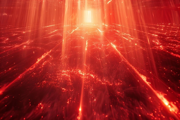 una luz roja con el sol brillando a través de ella