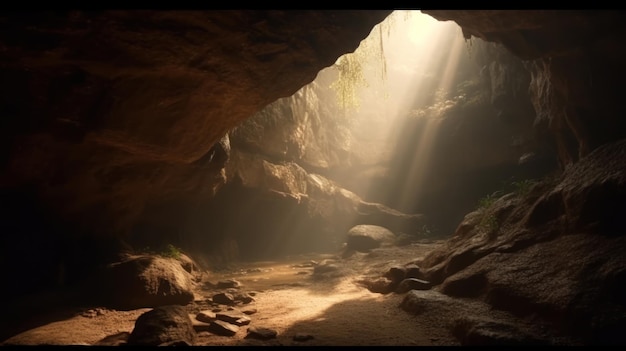 Luz saindo de uma caverna IA generativa