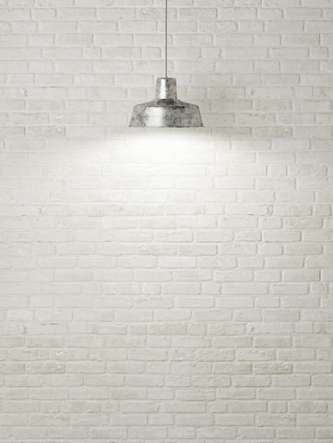 Luz sobre una pared de ladrillo blanco