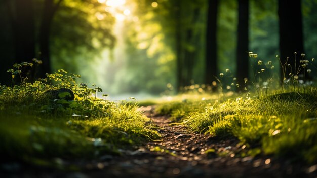 La luz del sol en el bosque verde Composición de la naturaleza La luz del Sol en el bosque Generar IA