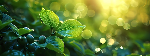 La luz del sol brillando en una hoja verde