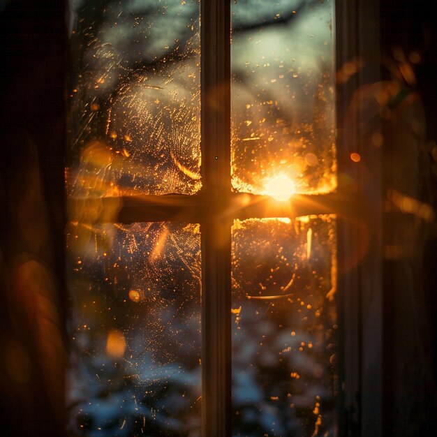 Foto la luz del sol entrando por una ventana de vidrio