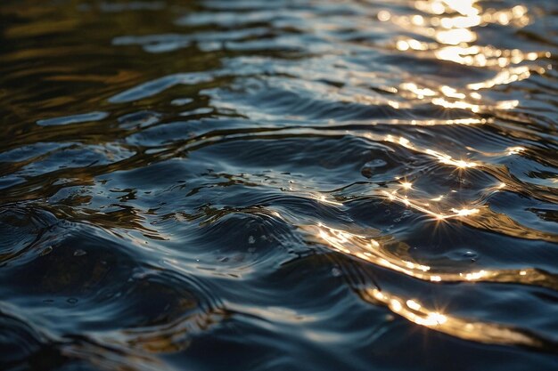 La luz del sol en las ondas del río que fluye