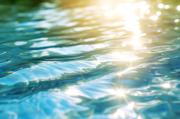 La luz del sol se refleja en la superficie de una piscina