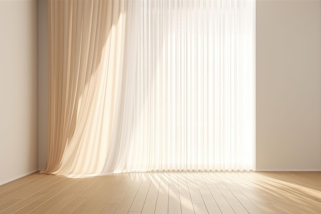 la luz del sol soplando cortina de tinto blanco transparente oscurecimiento de la ventana abierta AI
