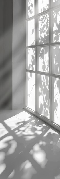 La luz y las sombras naturales sutiles en la pared minimalista de la IA generativa