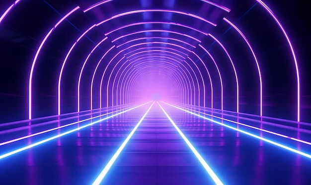 Luz de velocidad de neón de color rosa y azul brillante Papel de pared del túnel