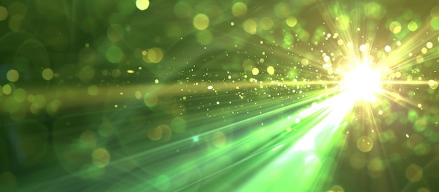 La luz verde abstracta superpone el efecto de ráfaga con el destello de la lente digital imagen generada por IA