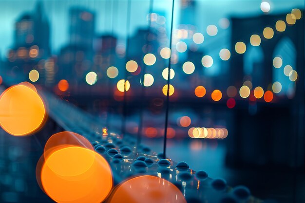 Foto luzes cintilantes sobre a ponte de brooklyn