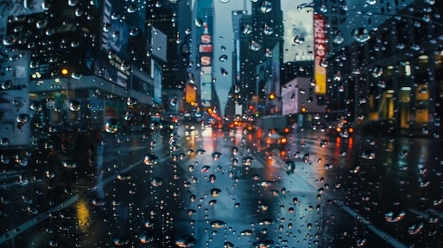 Luzes da cidade na magia da chuva