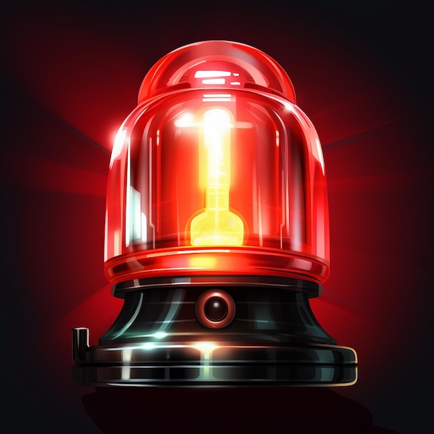 Foto luzes de emergência e uma sirene vermelha isoladas em um fundo escuro
