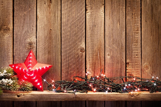 Luzes de Natal e decoração de estrelas