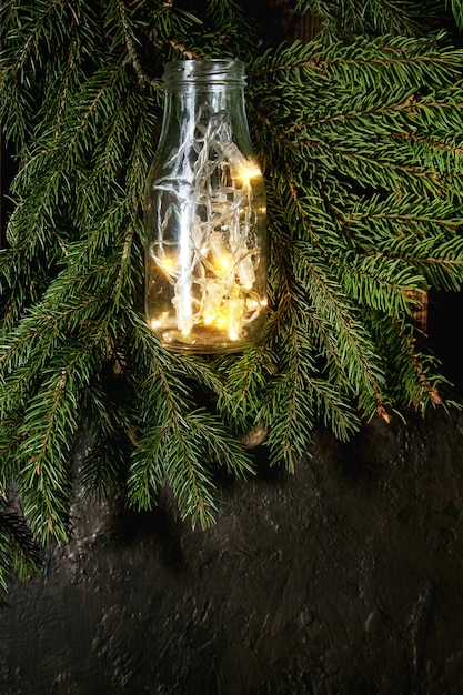 Luzes de Natal em garrafa