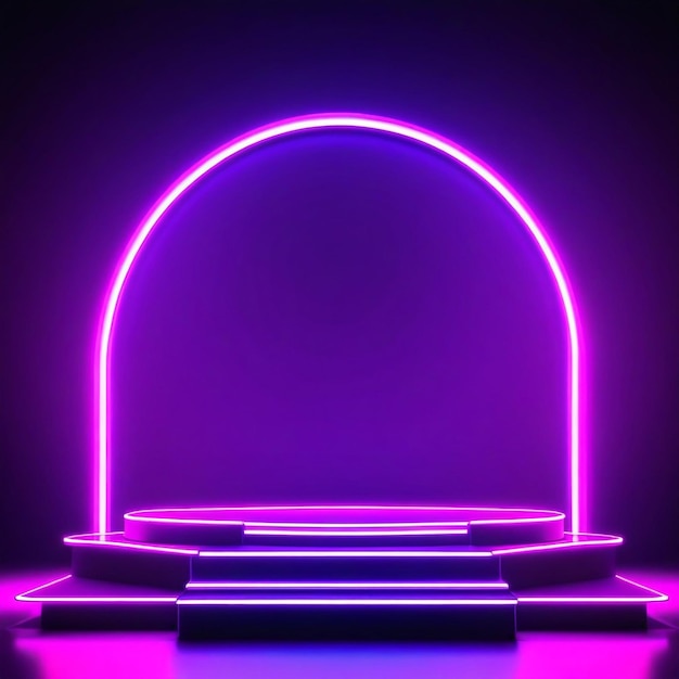 Luzes de néon vibrantes no fundo do palco