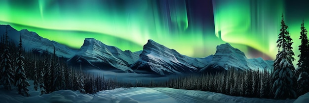 Luzes do norte brilhantes Com fundo de aurora boreal no céu noturno