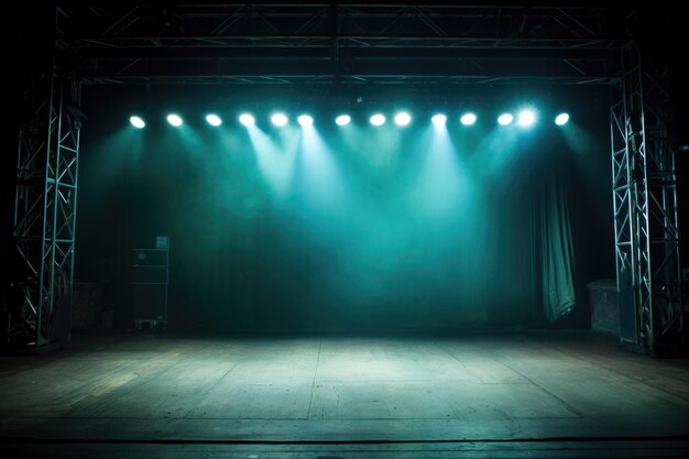 Luzes do palco se apagando contra o pano de fundo