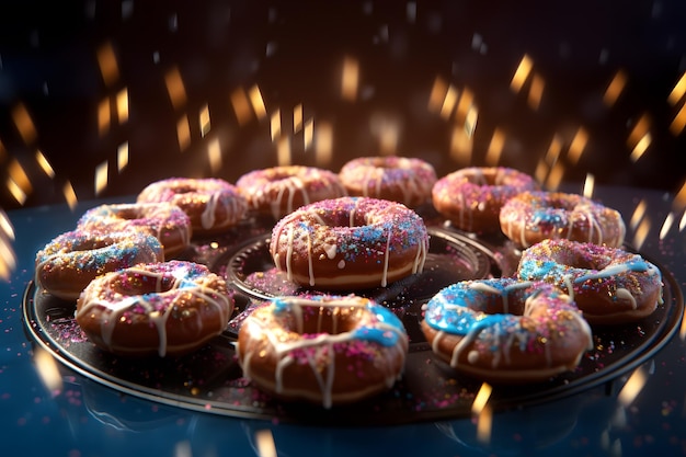 Luzes e doces Hanukkah Donuts com Menorah