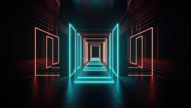 Luzes neon em um quarto escuro