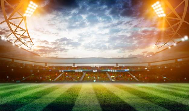 Foto luzes noturnas e estádio de futebol 3d