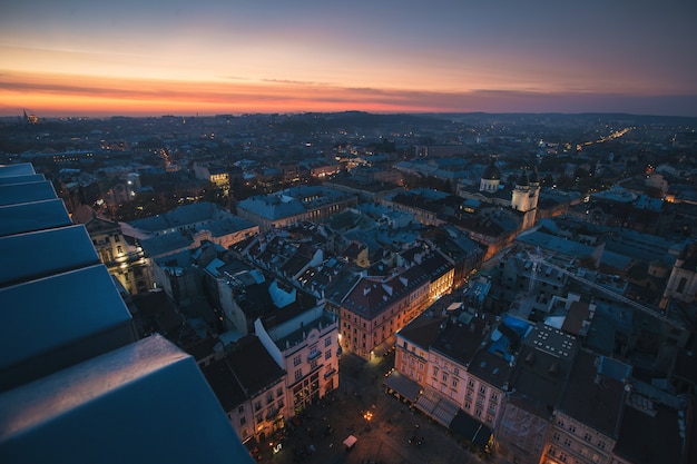 Lviv Nachtstadtpanorama