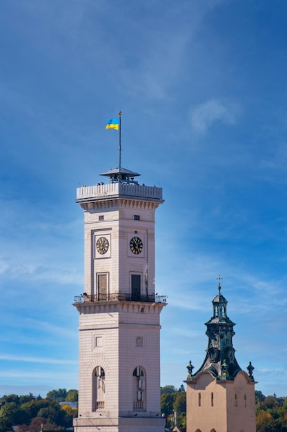 Lviv Ucrânia Vista do centro histórico da cidade a partir de uma vista aérea