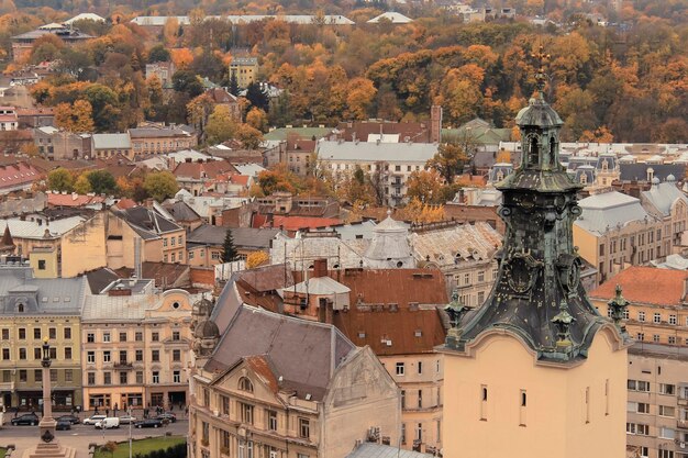 LVOV UCRÂNIA 20 DE OUTUBRO Vista superior em uma Praça Mickiewicz 20102013