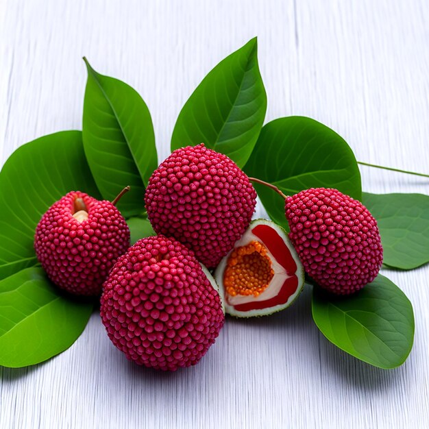 Lychee o frutos de litchi frescos aislados sobre un fondo alfa AI_Generated