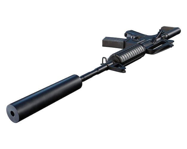 M4a1 Automatikgewehr 3D-Rendering isoliert auf weißem Hintergrund