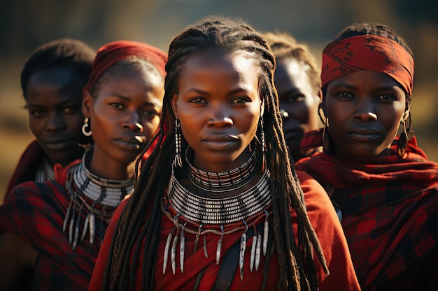 Foto maasai-stamm bekannt für ihre unverwechselbare kleidung und kultur