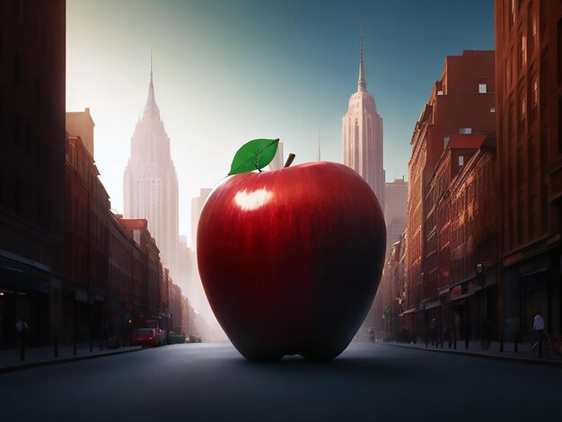 Foto maçã dentro de uma cidade
