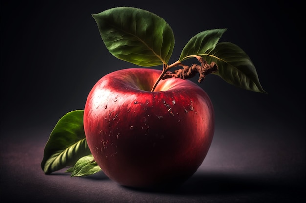 Maçã fresca com fundo suculento de folhas, maçã isolada. IA generativa