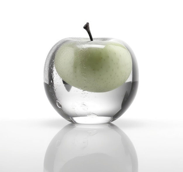 Maçã natural dentro de uma bola de vidro em forma de maçã
