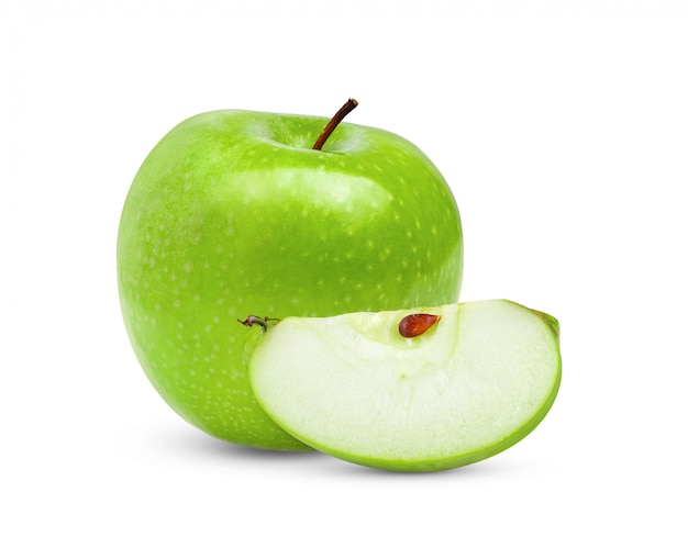 Foto maçã verde sobre fundo branco