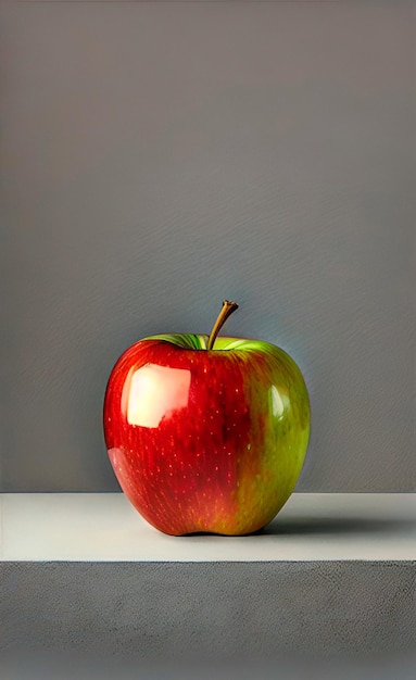 maçã verde vermelha em cima da mesa