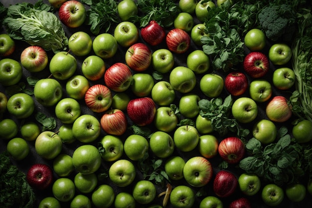 maçã verde Vista aérea de uma coleção de conjuntos ai generativa