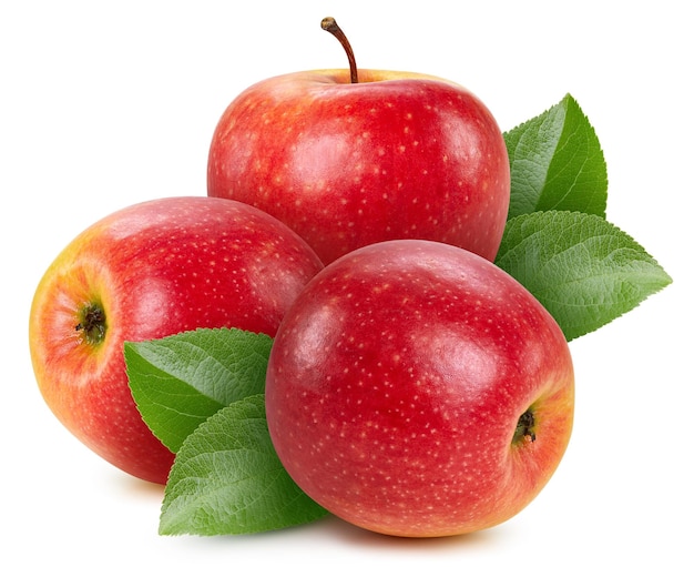 Maçã vermelha isolada com traçado de recorte Frutas de maçã isoladas no fundo branco