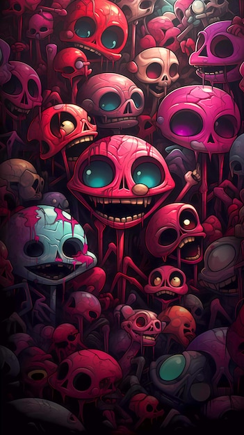 Macabre Sweets Scary Horror Candyskull Creatures in Nightmarish Illustration AI Generated