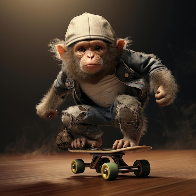 Macaco anda de skate