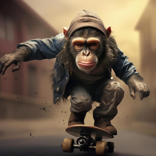 Macaco anda de skate