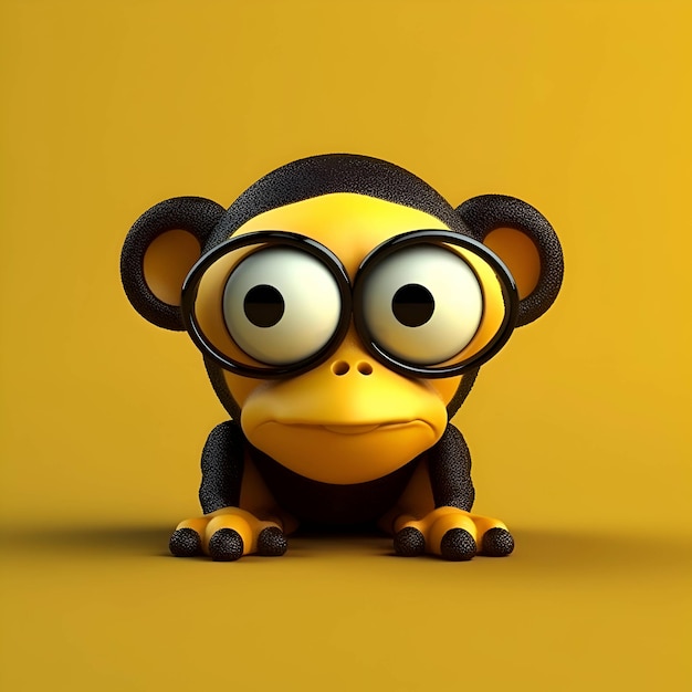 Desenho Macaco De Oculos Fundo Amarelo 3215