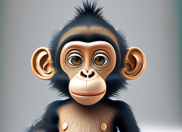 Macaco bonito isolado no fundo branco livro infantil ilustração arte generativa AI
