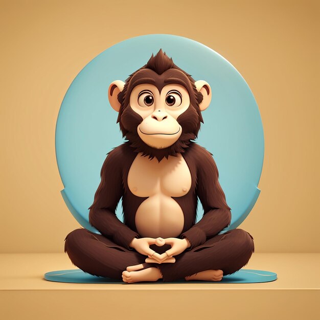 Macaco bonito meditação ioga desenho animado ícone vetorial ilustração animal ícone esportivo conceito isolado